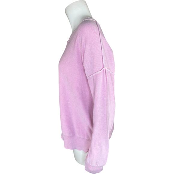 Attitudes by Renee 100% Cotton Sweater with Wash Effect Pastel Lavender Medium - Picture 5 of 14